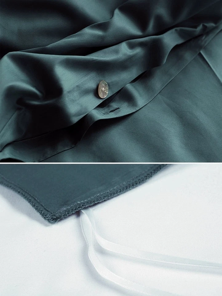 Juego de cama de lujo funda nórdica de algodón egipcio de color liso con hilos altos... Foto 3 de 4