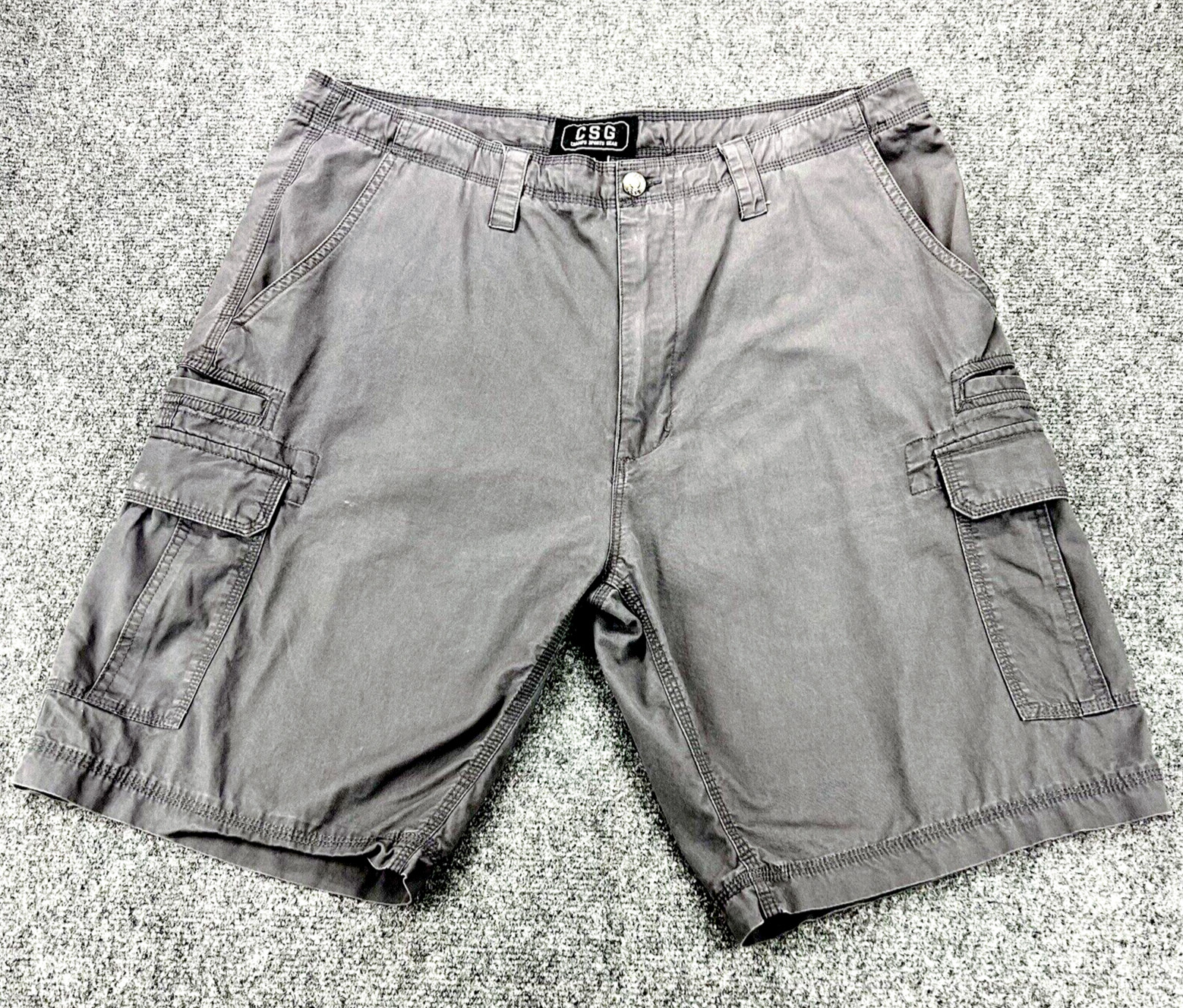 CSG Cargo Shorts Men's 40 Gray Cotton Outdoor Casual Work Utility Y2K