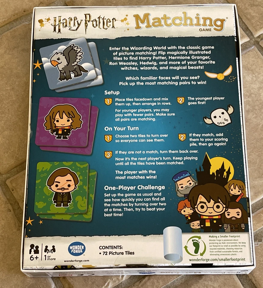 Harry Potter Matching Game Wizarding World Memory Tile Match Family Fun! Nice! - Image 2 of 3
