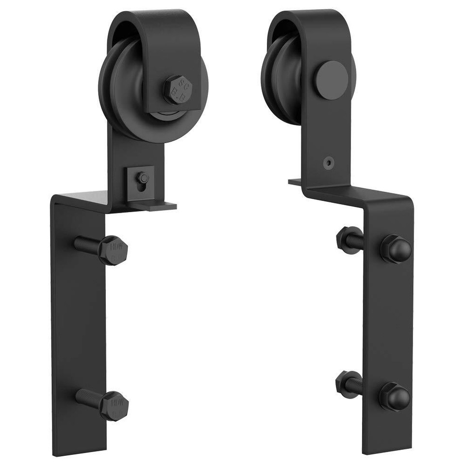 ZEKOO Sliding Barn Door Single Track Bypass Hardware Black Steel Barn