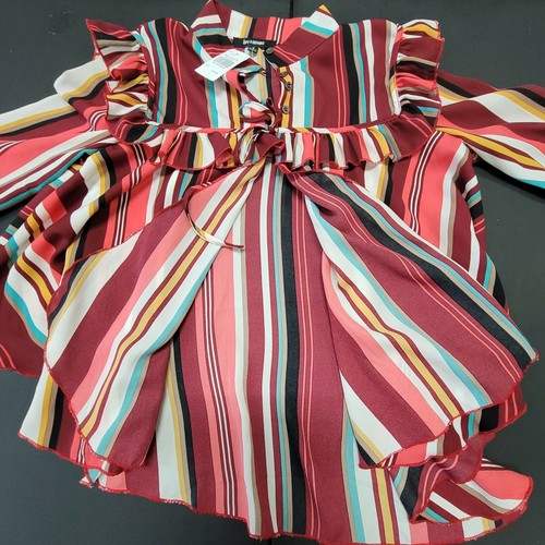 Blusa para mujer talla S oro borgoña coral frente abierto estilo lindo muy bonita - Imagen 6 de 11
