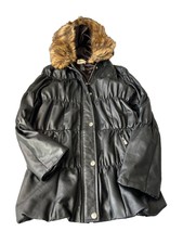 Neiman Markus Exclusive Bomber Leather Jacket Ruched Smocked M Mob Wife