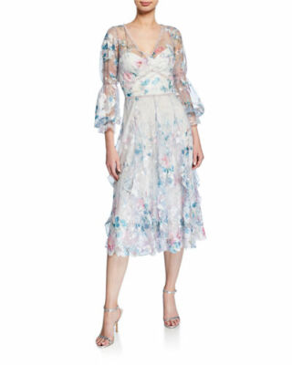 NWT Marchesa V-Neck Embroidered Tulle Cocktail Dress in White - size 4  #D3078 | eBay