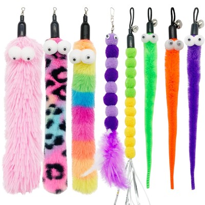 Cat Worm Toy Cat Wand Replacement 8 PCS Worms Cat Toy Attachments Assorted Te...