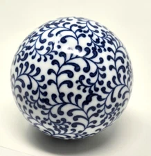 Blue and White 4" Ceramic Orb - Carpet Ball inspired - Mint