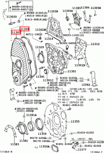 Genuine Toyota Hilux LN167 5L 3.0 Diesel Timing Belt Cover w Gasket - Picture 9 of 13