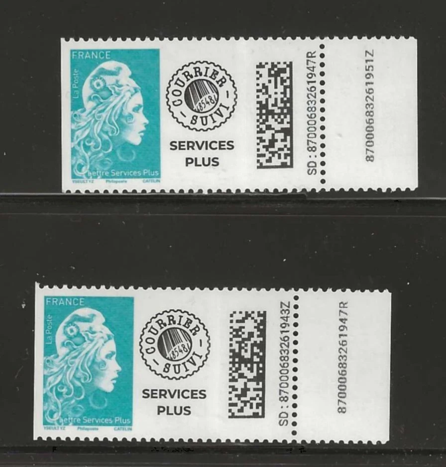 Neufs - variété Marianne de Lamouche 0.01 c piquage déplacé 5 timbres
