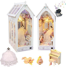 DIY Book Nook Kit Miniature Wedding Clothes House 3D Wooden Puzzle with LED Ligh