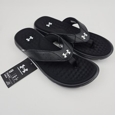 Under Armour Mens Sz 9 Ignite Pro T Black Flip Flop Sandals 3026026-001 New