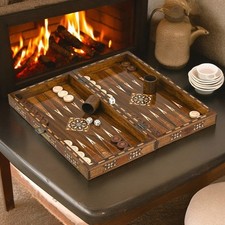 Luxus Backgammon Set Perlmutt Intarsien 17 Zoll Handarbeit Brett 🎁...