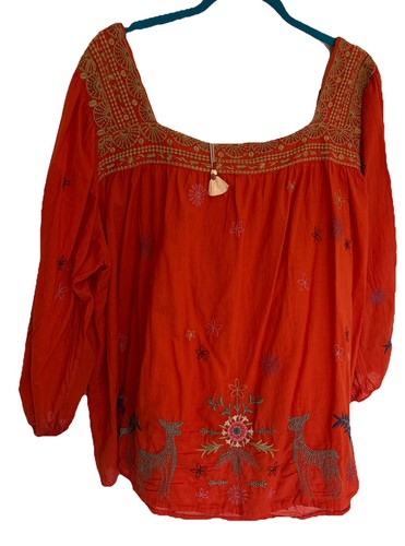 Johnny Was Workshop 2xl Top Embroidered Lucy Artisan Blouse NEW w/tags - Picture 11 of 15