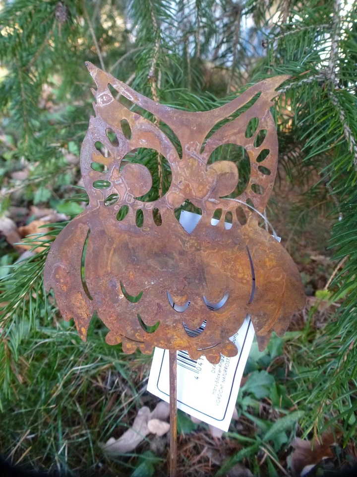 Eule (2er Set) Garten Deko Stab aus Edel-Rost-Metall 32 cm lang. - Bild 3 von 4