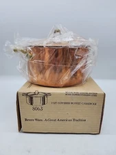 Vintage NIB Paul Revere Ware Solid Copper Pot 3 QT Buffet Casserole Stock Pan