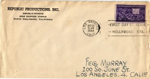 Dr Jim Stamps FDC Motion Pictures Scott 926 Republic Productions Corner Monarch