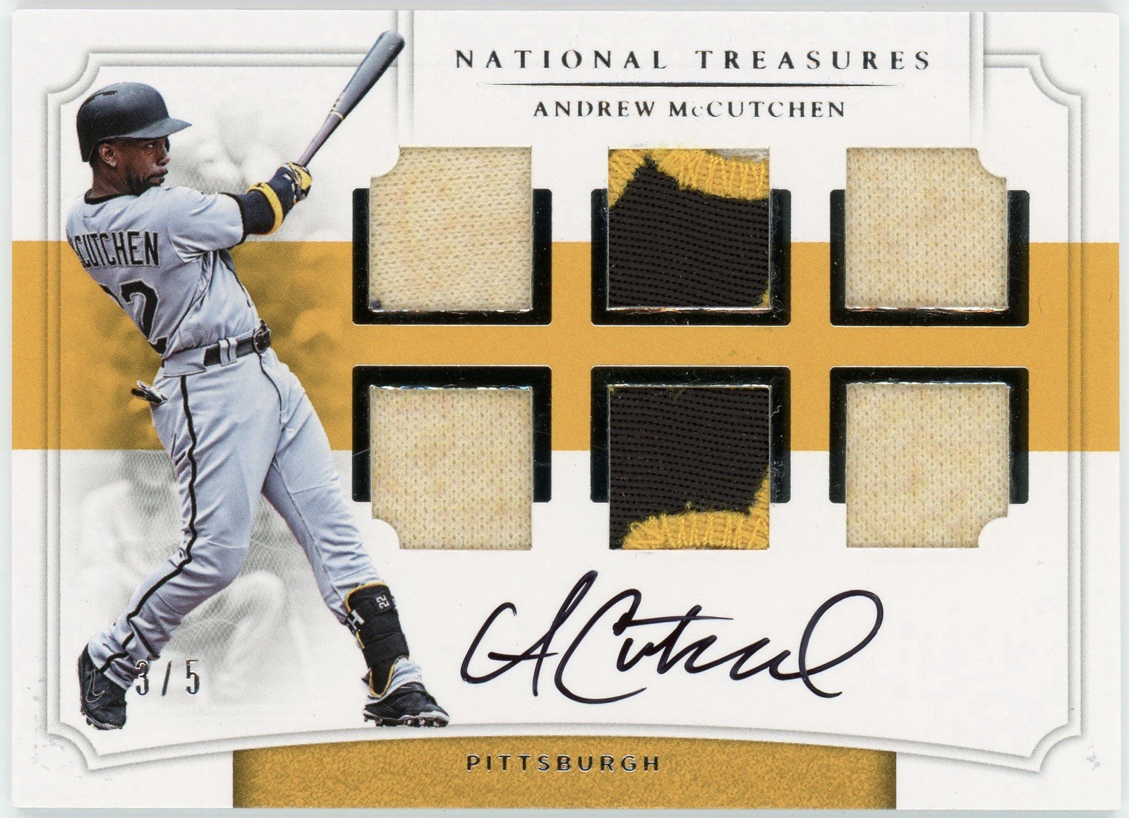 Pirates Andrew McCutchen 2017 National Treasures Six Game Used Relic Auto #’d /5