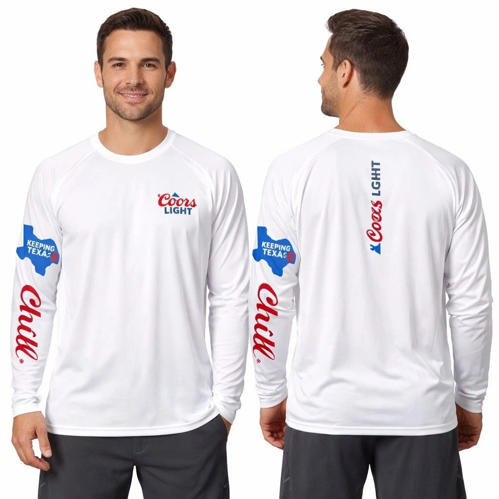 Coors Light Fishing Shirt 2XL UPF 50+ Long Sleeve Texas Chill Beer Tee Paragon