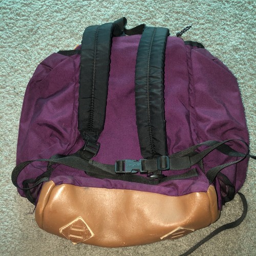 Vintage 90s Jansport Canvas Leather Backpack Made in USA Purple - Bild 9 von 10