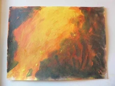 Original Acrylic Painting FIREBALL Abstract Expressionism Flame Spell D&D 9x12