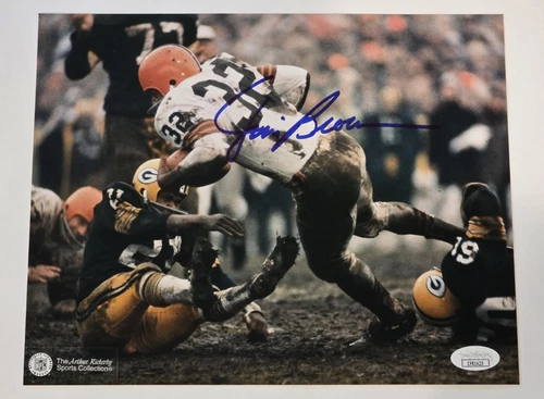 Rare JIM BROWN Signed 8x10 Photo-HALL OF FAME-CLEVELAND BROWNS-JSA