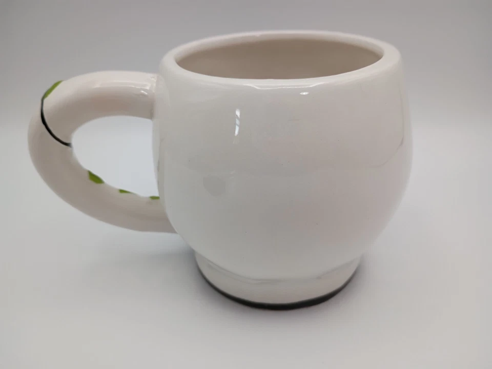 Taza Calavera Blanca Floral Día de Muertos Mango de Vid Halloween Día de los Muertos Foto 3 de 4