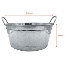 Metall Zink Wanne mit Griffen - 50 x 22 cm - Mini Garten Deko Zier Teich Becken