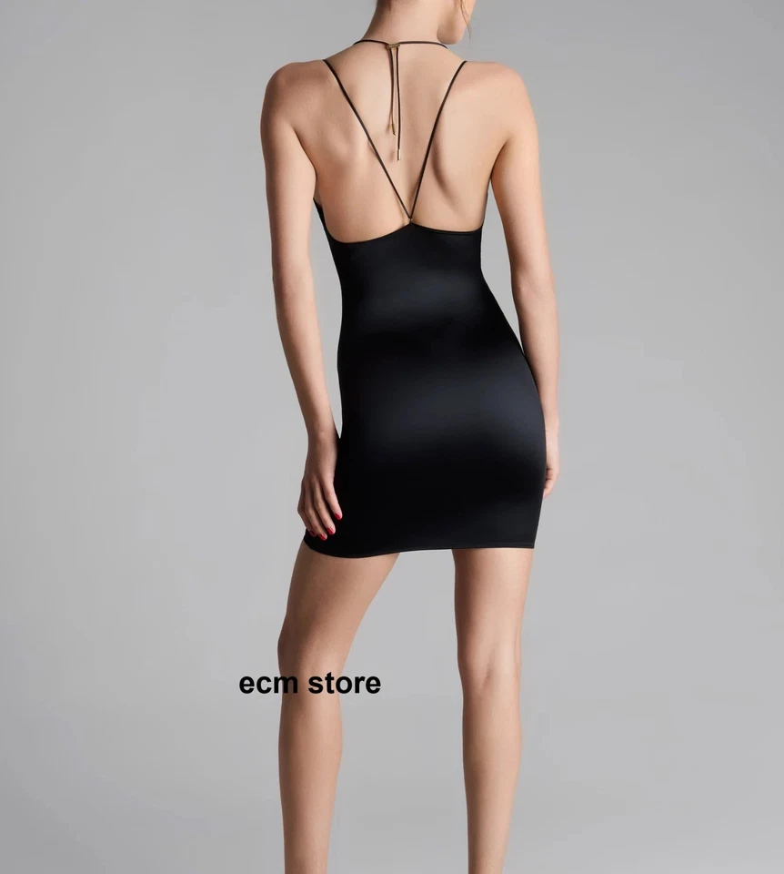 Maison Close French Kiss Robe courte satinée sexy Noir Taille 36 /EBWF - Photo 2/2