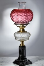 ADAMS & COMPANY MINERVA KEROSENE OIL LAMP & RUBY OPTIC SHADE THURO-3 P91