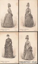 Four ca1880's Lord & Taylor New York Womens' Fashion Advertising Trade Cards