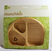 MUNCHKIN BAMBOU DIVIDED SUCTION PLATE 6 MONTHS ECO FRIENDLY NO BPA NEW