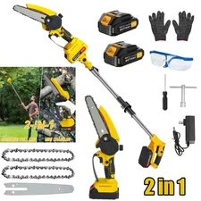 2 in 1 Cordless Pole Saw & Mini Chainsaw, 6-inch Brushless Electric Chain Saw