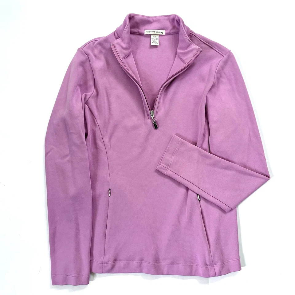 Fairway & Greene Mujer Manga Larga Pima Mezcla Algodón Cuarto Cremallera Mediana 8 10 Foto 3 de 4