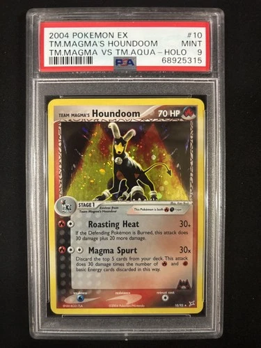 2004 POKEMON EX TEAM MAGMA VS TEAM AQUA #10 TEAM MAGMA'S HOUNDOOM-HOLO PSA 9