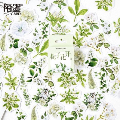 45pcs Jasmine Stickers Pack, Leaf Bullet Journal Sticker, Botanical Planner