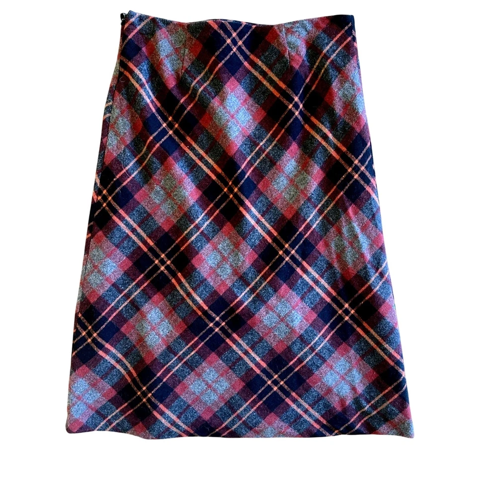 Chadwicks Boston Autumn Fall Dark Academia Plaid Wool Blend Midi Skirt 14 Petite - Image 4 of 4