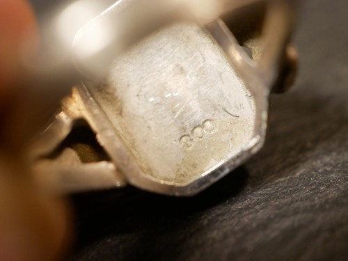 Top 800 Silber Ring Siegelring Buchsraben Initialen WH HW Jugendstil Art Deco - Bild 11 von 12