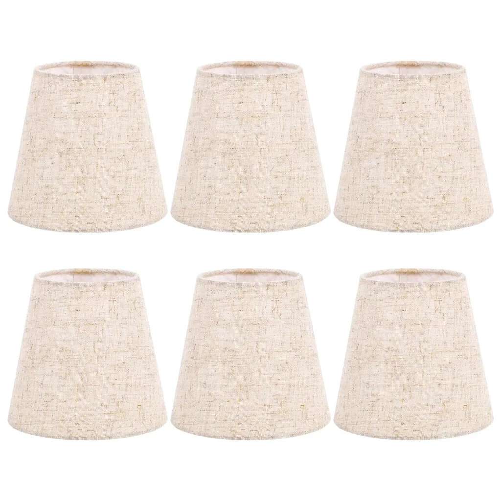 Small Lamp Shade on Bulb setof 6 for Candelabra Barrel Fabric