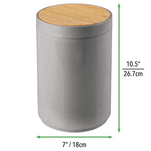 Unbranded Trash Can 1.3 Gal. Plastic With Swinging Closure Lid Round in Gray - Picture 3 of 4