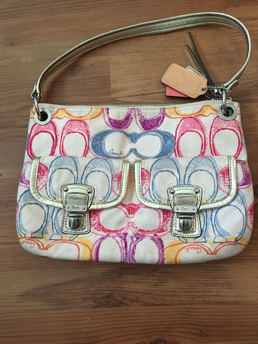 Coach Poppy Signature 19030 Scribble Print Hippie Crossbody Coach Poppy Signature 19030 Scribble Print Hippie Crossbody