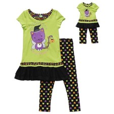 Dollie Me Girl 4 5 and Doll Matching Halloween Cat Dress Outfit American Girls