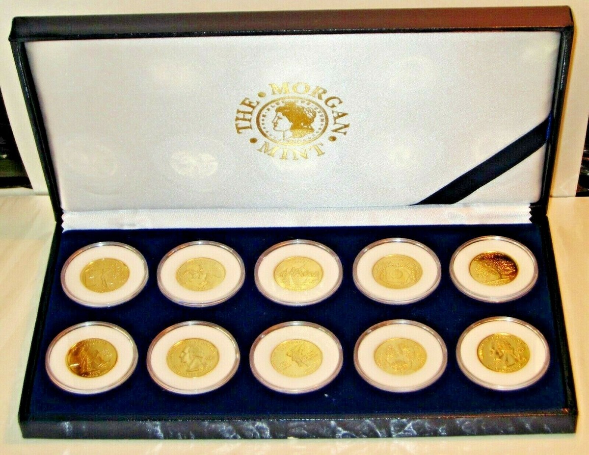 Ten Statehood Quarter Dollars 24 Karat Gold Plated Edition 1999