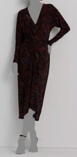 Lauren Ralph Lauren Womens Red Paisley Twisted Front Midi Surplice Dress Size 4