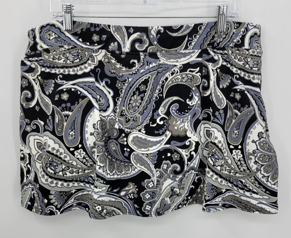 Pantalones cortos de natación Lands End con falda para mujer 18 negros cachemira natación playa Foto 2 de 4