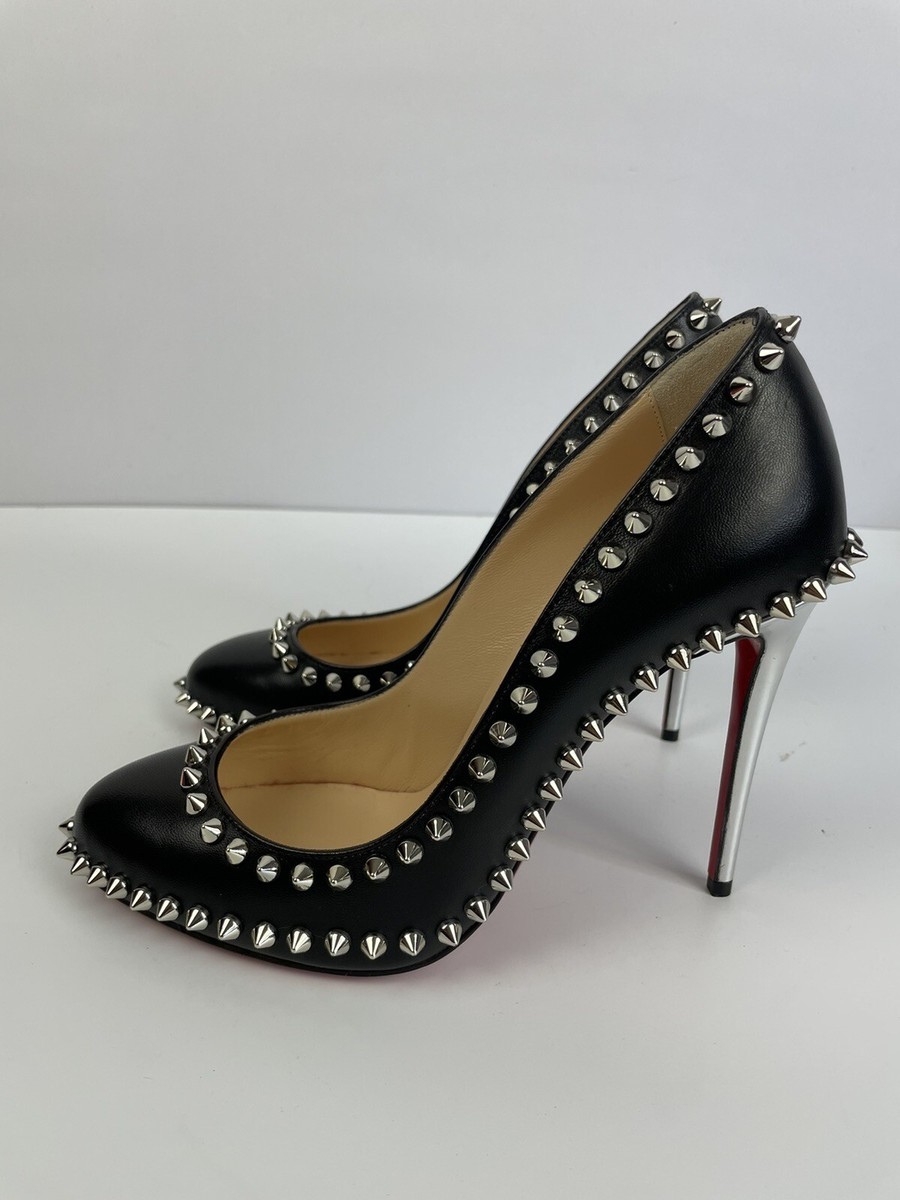 Christian Louboutin Black Leather Studded Spike Heels Christian Louboutin Black Leather Studded Spike Heels