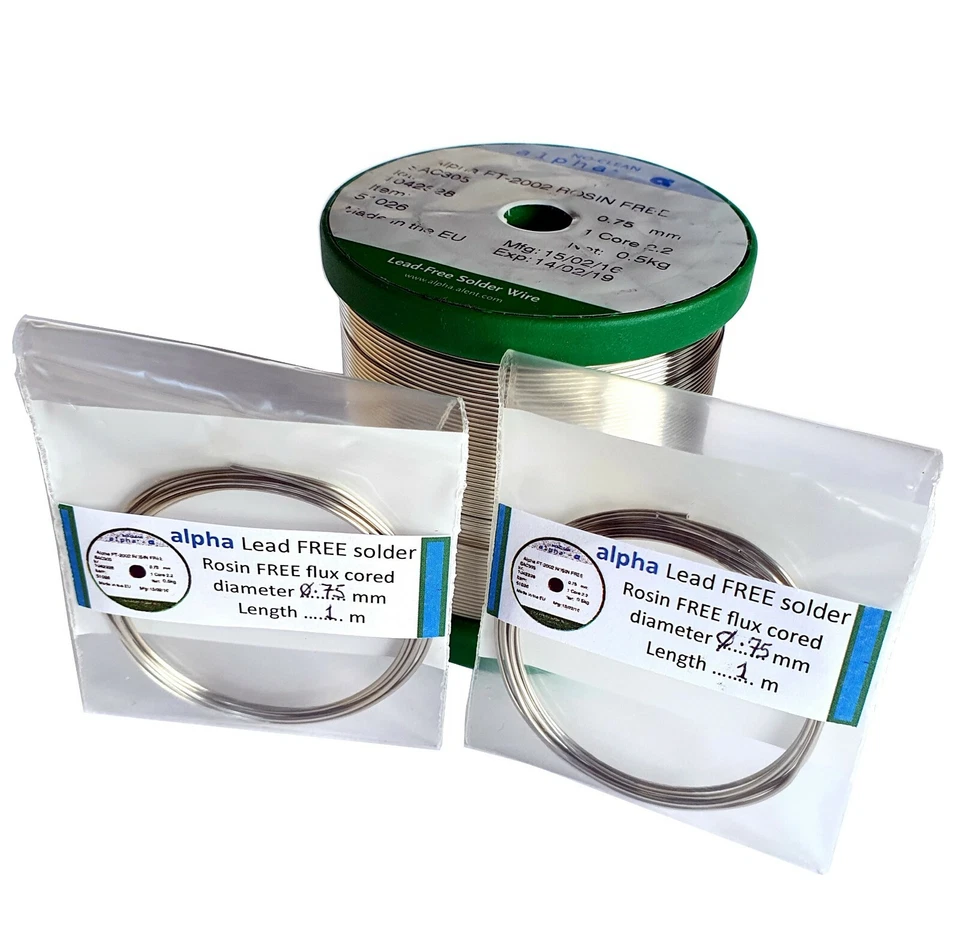 ALPHA METALS Alpha Solder, Audiophile 3% Silver SAC305, LEAD FREE flux cored 0.75mm -ref:aA20