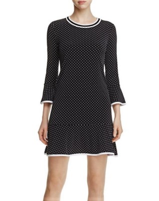 NWT MSRP $98 MICHAEL KORS Polka Dot Flounce Dress, Black