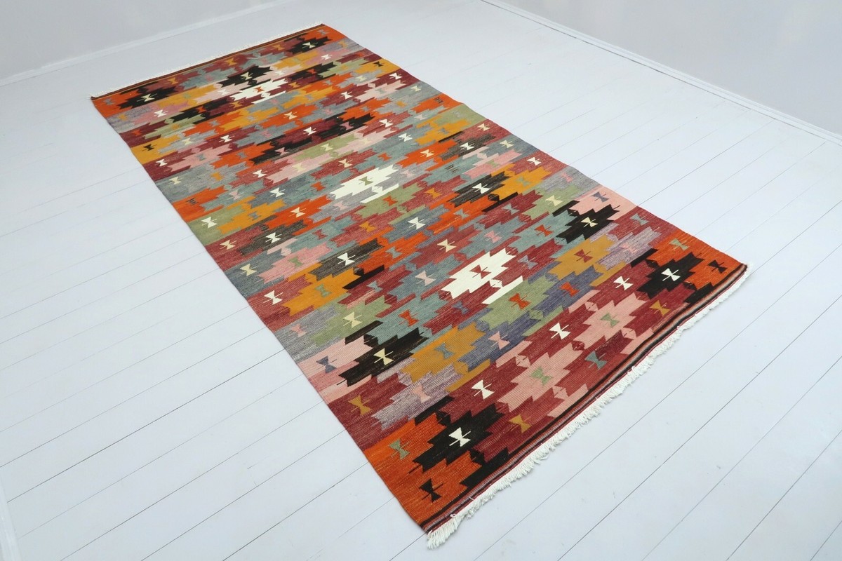 20th Century Colorful Vintage Turkish Area Kilim Rug, Handmade 61
