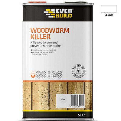 Everbuild HOLZWURM INSEKTENVERNICHTER HOLZBEHANDLUNG Geruchsarm Lösemittelfrei 5 LITER