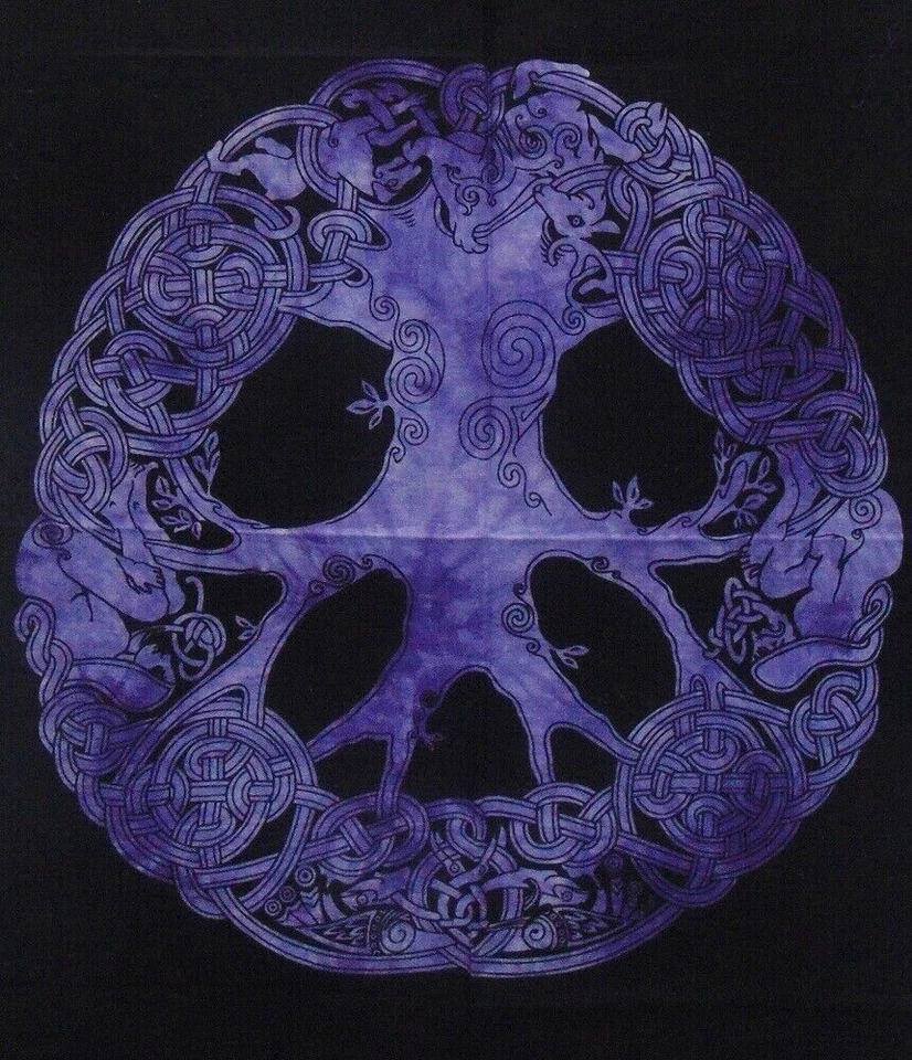 Póster de regalo de árbol celta hecho a mano para colgar en la pared mandala tapiz de algodón boho Foto 2 de 2
