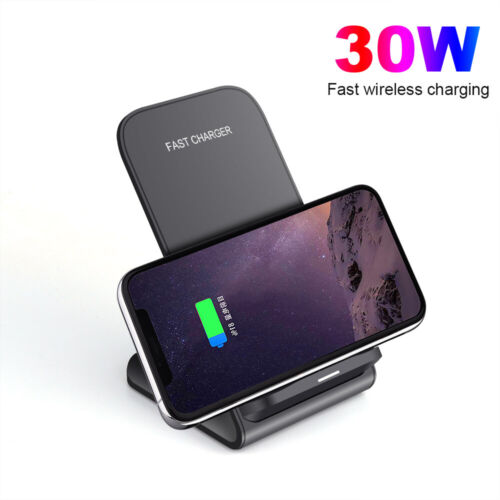 30W Fast Wireless Charger Dock Stand For Apple iPhone Samsung Huawei Cell Phone - Picture 3 of 12
