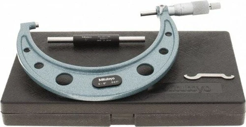 Mitutoyo 5 to 6" Range, 0.001" Graduation, Mechanical Outside Micrometer Ratc...